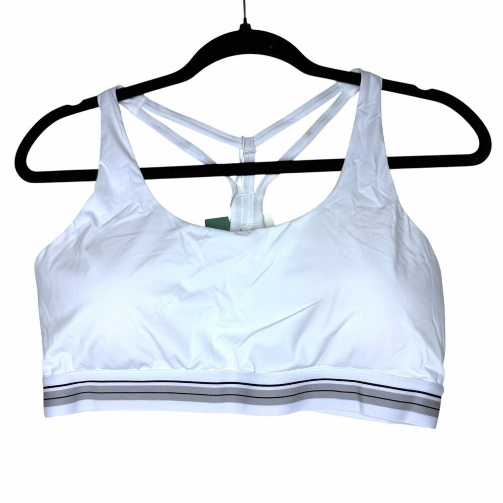 NEW Halara Softlyzero Airy Racerback Sports Bra White‎ Medium Low Impact (2)
